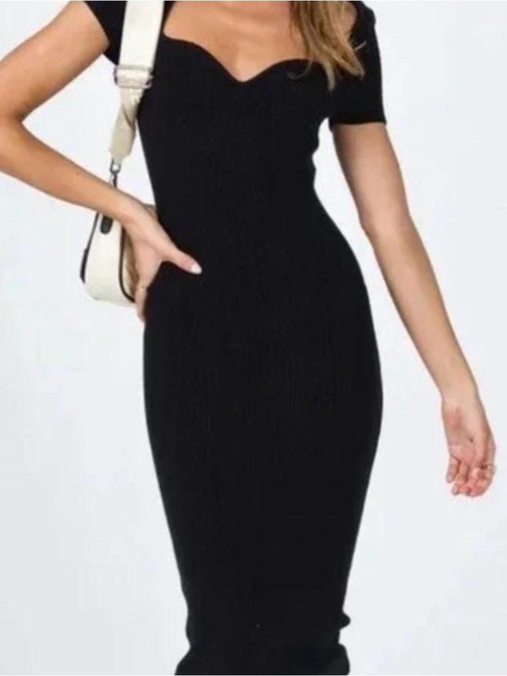 Princess Polly Ellison Black Sweetheart Neck Midi Dress